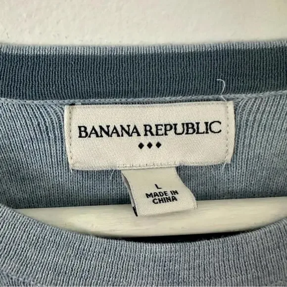 Sold NWT Banana Republic Crew Neck Pullover Blue Shirt Men's Size L - Picture 3 of 5